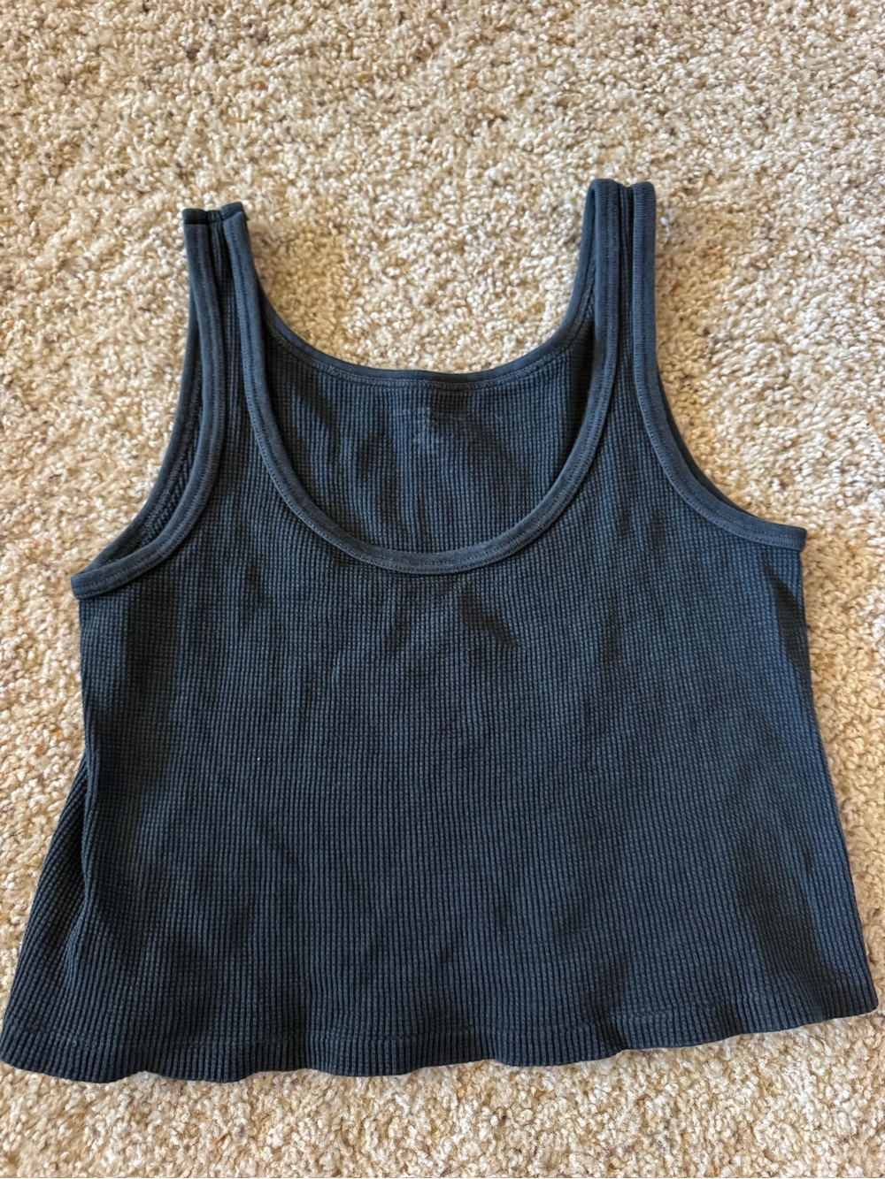 Brandy Melville Black waffle stretchy Scoop Tank